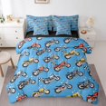 thumbnail image 1 of Erosebridal Cartoon Motorcycle Bedding Sets Full Size, Checkered Flag Comforter Sets with Sheets, Modern Sports Decor, Reversible, 1 of 5