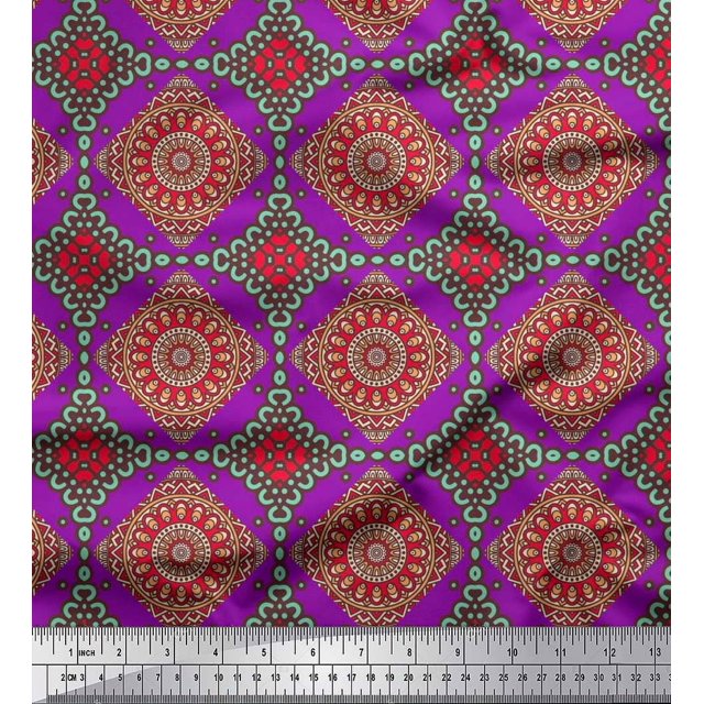 Soimoi Rayon Fabric Floral Mandala Print Fabric by The Yard 42 Inch Wide