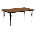 thumbnail image 1 of 24''W x 60''L Rectangular Oak HP Laminate Activity Table - Height Adjustable Short Legs, 1 of 3