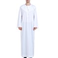 thumbnail image 1 of RXIRUCGD Men's Muslim Robe Arab Middle Robe Long Style Long Sleeve Neck Pocket Long Shirt Fashion Casual Robe, White, Size: L, 1 of 9