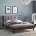 thumbnail image 2 of DG Casa Soloman Mid Century Modern Upholstered Platform Bed Frame, King Size, Gray, 2 of 11