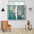thumbnail image 2 of Flower Daisy Wood Kitchen Curtains - Wooden Rustic Retro Floral Farmhouse Spring Butterfly Plant Farm Short Cafe Tier Curtains Decor Rod Pocket Window Drapes 24 Inch Length 2 Panels 28"x24", 2 of 5