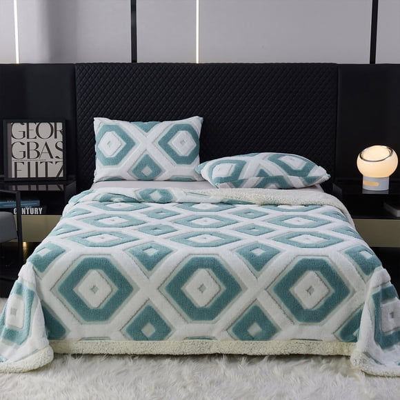 Tyidzon Soft Double Layer Lambskin Throw Blanket Adult Comfortably Blanket Sofa Bed Washable Lightweight Blanket Warm Suitable For All Seasons