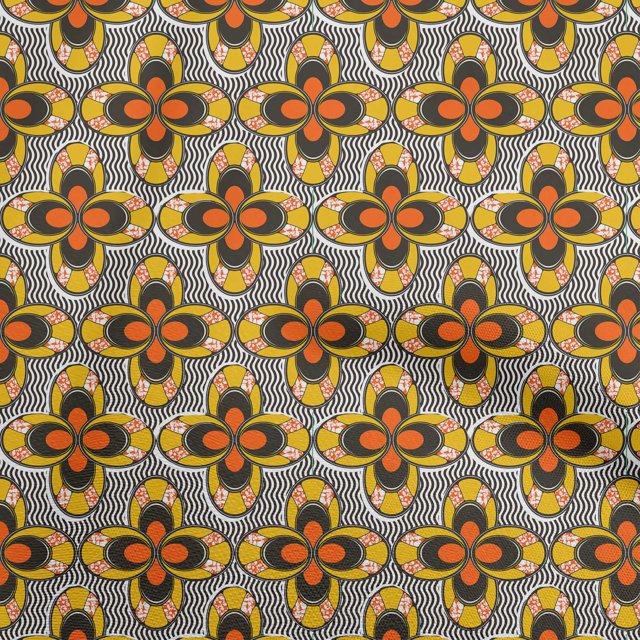 oneOone Rayon Orange Fabric African Craft Projects Decor Fabric Printed by The Yard 56 Inch Wide