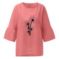thumbnail image 4 of Hauts Corset pour Femmes Été Aguichant Imprimé Régulier à Boutons Col Rond Manches Courtes Femmes Manches Courtes Haut Blouses Grande Taille pour Femmes en Liquidation, 4 of 5