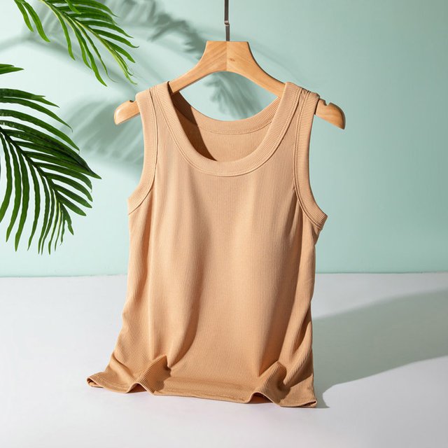 UPPADA Womens Crewneck Tank Tops Summer Sleeveless Scoop Neck Tees Solid Color Basic Slim Fitted Cami Shirts Womens Tank Tops Camisole Top Built In Bra Adjustable Straps,Prime Membership