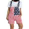 thumbnail image 1 of Adult Romper Summer American Flag Print Denim Bib Overall Shorts, 1 of 6