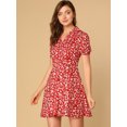 thumbnail image 1 of INSPIRE CHIC Robe Trapèze Vintage à Fleurs pour Femme à Manches Courtes, Col de Camp, Boutonnée, 1 of 5