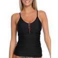thumbnail image 1 of RELLECIGA Haut de Tankini Froncé à Encolure en V pour Femme Maillots de Bain Contrôle du Ventre, 1 of 11