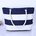 thumbnail image 4 of Sac de Plage Estival Tropical à Rayures pour Femmes, Sacs Fourre-Tout Réutilisables, Sac d'Épicerie à Bandoulière avec Poche à Fermeture Éclair, 4 of 9