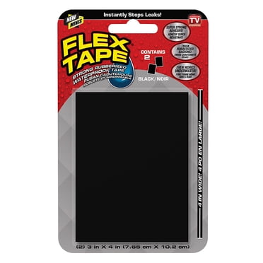Flex Tape Mini, Noir, Ruban Imperméable Super Résistant, 3 Pouces x 4 Pouces