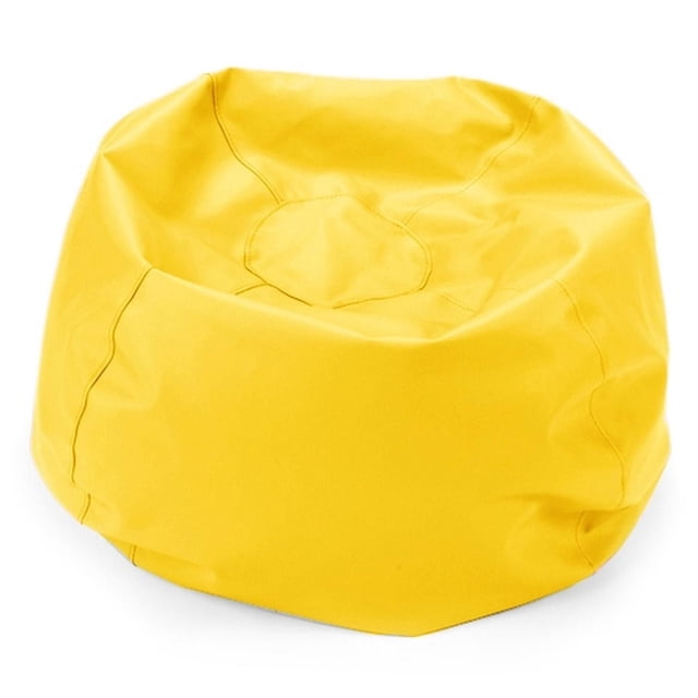 ComfyKids® Bean Bag Chair pour Enfants en Jaune Vif avec Housse en Vinyle à Faible Entretien et Coutures à Double Piqûre à Contraste de Couleurs, Taille 26 Pouces, Convient aux Chambres d'Enfants, aux Salles de Jeux et aux Sièges Décontractés.