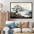 thumbnail image 1 of Designart Large Tree black framed wall art, Grey Minimalism Tree Ink euphony , Trees framed wall art decor, Grey Traditional black framed wall art, 20x12 inches black frame, 1 of 5