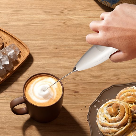 Cagogo Coffee Frother And Handheld Egg Beater, Home Kitchen Electric Milk Frother And Mini Whisk, Durable Stainless Steel Battery Operated Blender For Coffee And Baking