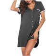 thumbnail image 1 of Gspmoly Robes pour Femmes, Mode Femme Été Col en V Manches Courtes Couleur Contrastante pour la Maison Robe Courte Robes de Travail pour Femmes Offres du Jour, 1 of 5