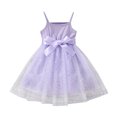 thumbnail image 1 of B91xZ Robes pour Filles Été Fleur Taille Élastique Ligne A Plissée Midi Sans Manches Robe, Violet 4-5 Ans, 1 of 5