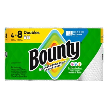 Bounty Essuie-Tout 4 Rouleaux (Équivalent à 8 Rouleaux Réguliers)