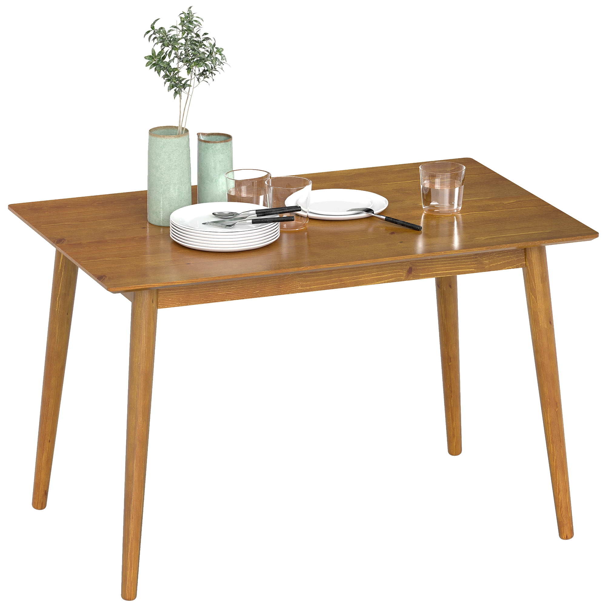 HOMCOM Dining Table Farmhouse Kitchen Table w/ Wood Frame for Dining Room