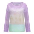 thumbnail image 3 of Nouveaux Hauts d'Été pour Femmes 2023 Mode Grande Taille Col Rond Manches Longues Imprimé Décontracté Sortie Blouses Hauts Chemise à Manches Longues pour Femmes, 3 of 3