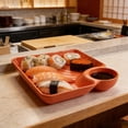 thumbnail image 4 of Todaioua Assiette à Dumplings Style Japonais avec Plateau à Trempette, Plat de Service en Plastique Réutilisable pour Sushi, Assiette à Compartiments Divisés pour Collations hors-D'œuvre, Vaisselle de Fête Style Bento pour la Maison, la Cuisine et la Salle à Manger, 4 of 6