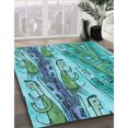 thumbnail image 3 of Ahgly Company Tapis de Zone Carré Lavable en Machine, Transitionnel Vert Sarcelle, 8 Pieds Carré, 3 of 7