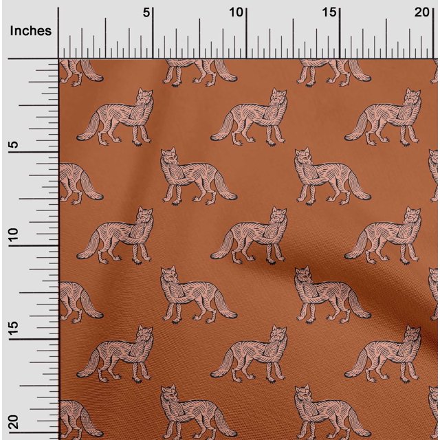 oneOone Cotton Poplin Fabric Fox Block Decor Fabric Printed BTY 42 Inch Wide