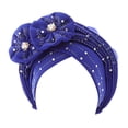 thumbnail image 2 of Fashion Women Beading Braid Hat Muslim Ruffle Cancer Wrap Cap Sleep Caps Satin Lined Hair Bonnets, 2 of 2