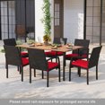 thumbnail image 2 of Costway 7PCS Patio Rattan Dining Chair Table Set W/ Cushion Umbrella Hole Red, 2 of 10