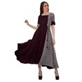 thumbnail image 2 of Moomaya Robe Midi en Viscose à Manches Courtes Imprimée Style Santoon à Taille à Cordon pour Femmes, 2 of 4