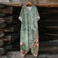 thumbnail image 4 of Heisall 2026 Printemps Été Bohème à Imprimé Floral Robe Maxi en Lin Col en V Manches Chauve-Souris Caftan Ample Robes avec Poches, 4 of 7
