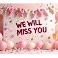 thumbnail image 4 of Pink Themed Glittery Triangle Banner with We Will Miss You Lettering, Party Background Backdrop Decorations, Farewell Party Retirement Party Leaving Party Decor Photo Booth Props, 4 of 4