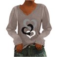 thumbnail image 1 of CEHVOM T-Shirt à Manches Longues Col en V Imprimé Décontracté pour Femmes en Liquidation, 1 of 4