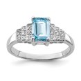 thumbnail image 1 of 925 Sterling Silver Rhodium Plated Diamond and Light Swiss Blue Topaz Ring, 1 of 2