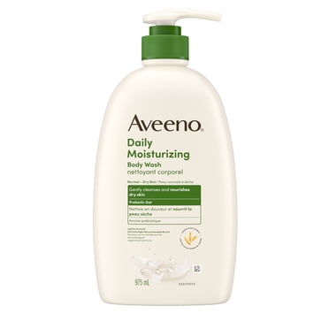 Aveeno Daily Moisturizing Body Wash for Normal to Dry and Sensitive Skin Formula with Prebiotic Oat, Lightly Scented, 975 mL