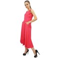 thumbnail image 4 of Bimba Robe en Rayonne de Designer pour Femme avec Poches, Maxi Unie Couleur Pêche avec Foulard - 20, 4 of 6