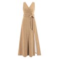 thumbnail image 2 of Robes d'Été Grande Taille pour Femmes Décontractées à Bandage, Jag d'Été Uni à Manches Courtes, Robe à Col en V, Robes de Soirée pour Femmes Élégantes et Chic en Liquidation, 2 of 7