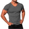 thumbnail image 2 of Styesk T-Shirts pour Homme à la Mode T-Shirt Uni Décontracté Ajusté à Col en V à Manches Courtes, 2 of 6