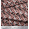 thumbnail image 2 of Soimoi Red Rayon Fabric Text & Crow Bird Print Sewing Fabric Yard 58 Inch Wide, 2 of 3