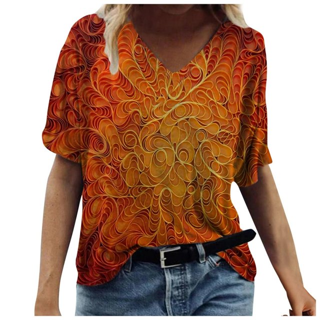 AMERTEER Mode Femmes Été T-Shirt Imprimé Manches Courtes Col Rond Tee Décontracté Hauts T-Shirt pour Femmes