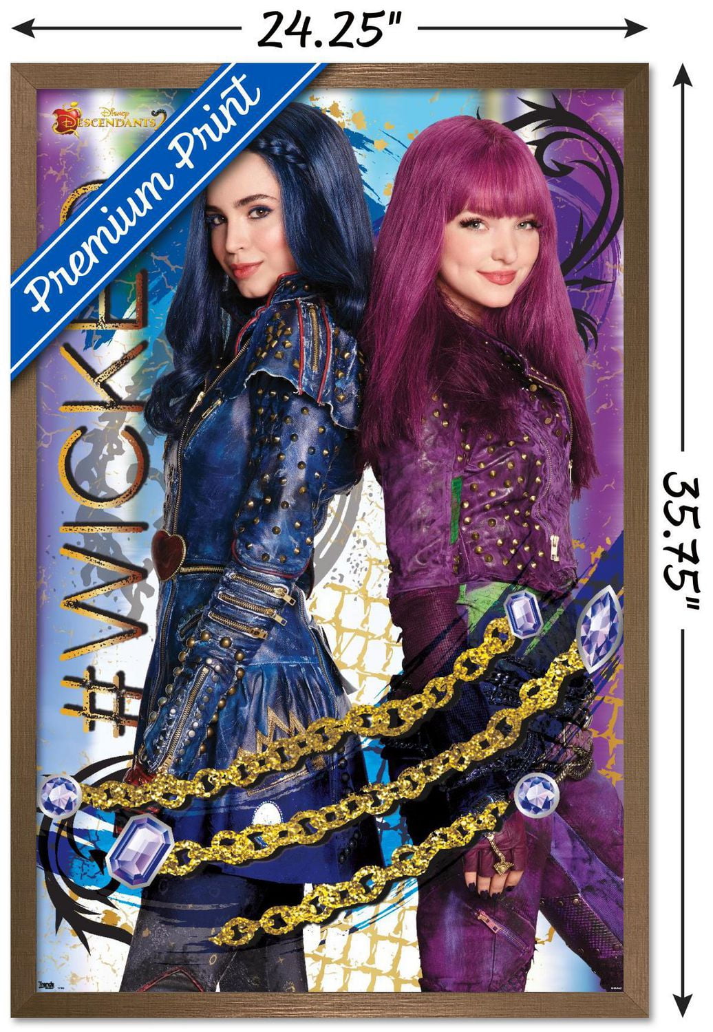 Disney Descendants 2 - Wicked Wall Poster, 14.725" x 22.375" Framed