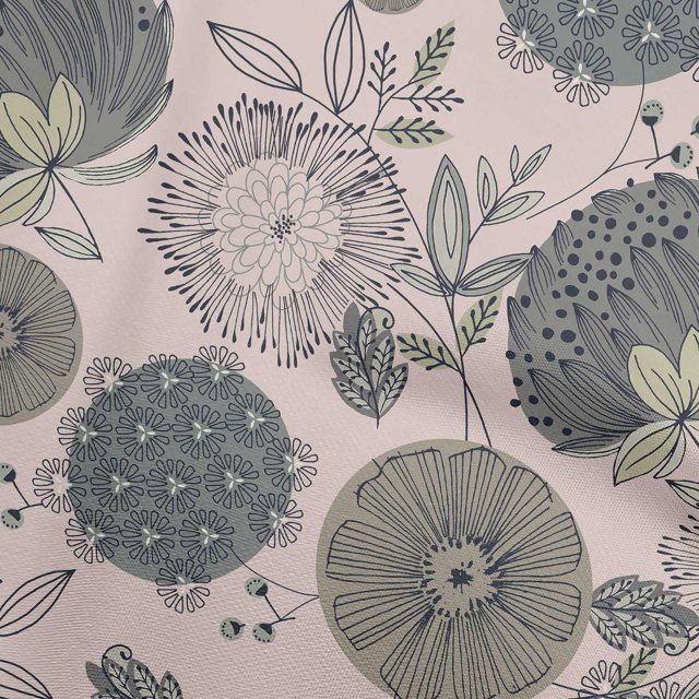 oneOone Polyester Spandex Dusty Pink Fabric Asian Floral Craft Projects Decor Fabric Printed By The Yard 56 Inch Wide