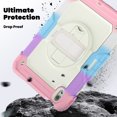 thumbnail image 3 of XYX For iPad Air 11 inch (2025 M3/2024 M2) Case, 360 Rotating Shockproof Cover with Stand, Screen Protector, Shoulder Strap, Rainbow Pink, 3 of 7