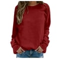 thumbnail image 1 of SNKSDGM Chandail à Col Rond pour Femmes Chandails Courts pour Femmes Femmes Quotidien Maison Extérieur Entraînement Manches Longues T-Shirt Col Rond Haut Chandail Imprimé Blouse de Rue Mode Urbaine L, 1 of 5