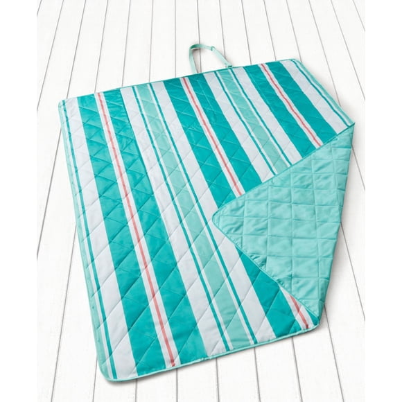 Martha Stewart Collection Auvent Matelassé à Rayures Converti Turquoise Combo