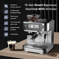 thumbnail image 2 of EastVita Machine with Grinder Cappuccino and Latte Maker with Powerful Milk Frother for Home Barista, LCD Display,Stainless Steel Coffee Maker, 2 of 7