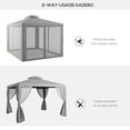 thumbnail image 4 of 12' Outdoor Patio Gazebo Pavilion Canopy Tent with Netting, Light Grey, 4 of 10
