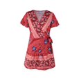thumbnail image 4 of Summer Women Boho Floral Wrap Dress Ladies Sundress, 4 of 5
