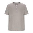 thumbnail image 4 of Chemises pour Hommes, Chemise de Sport à Manches Courtes, Col Rond, Boutons, Couleur Unie, 4 of 6