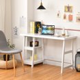 thumbnail image 3 of Costway Trestle Computer Desk Home Office Workstation w/Removable Shelves Vintage White, 3 of 9