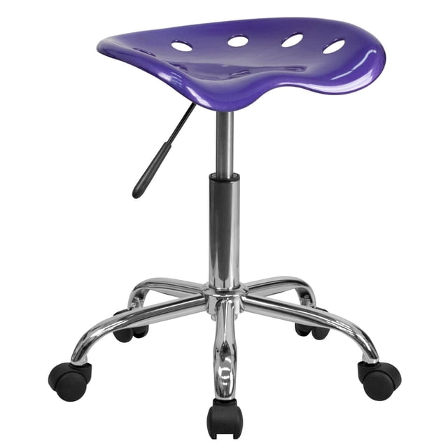 Siège tracteur violet vibrant et tabouret chromé
